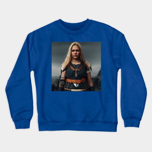 Viking Shield Maiden Crewneck Sweatshirt by Grassroots Green